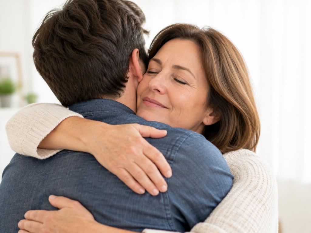 Abraço entre mãe e filho